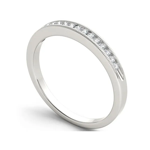 De Couer 10k White Gold 1/6ct TDW Diamond Milgrain Wedding Band sold by Zulily product image thumbnail 3