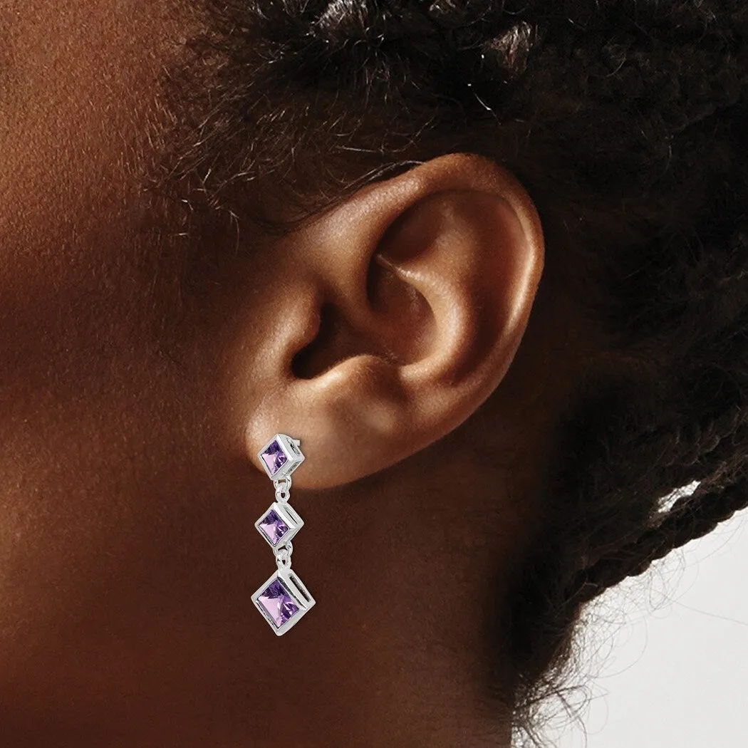 Curata 925 Sterling Silver 35x10mm Princess Amethyst Drop Dangle Earrings sold by Zulily product image thumbnail 3