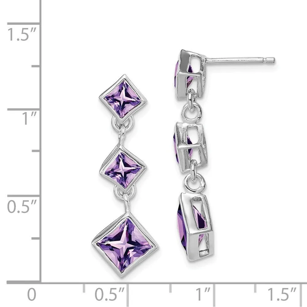 Curata 925 Sterling Silver 35x10mm Princess Amethyst Drop Dangle Earrings sold by Zulily product image thumbnail 2