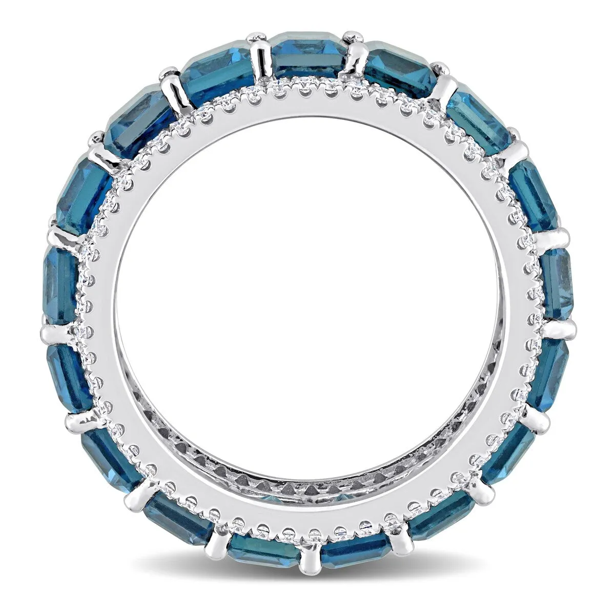 Miadora Octagon-cut London-Blue Topaz & 5/8ct TDW Diamond Full-Eternity Band in 14k White Gold sold by Zulily product image thumbnail 5