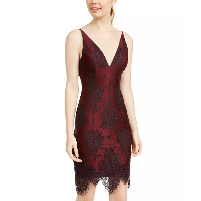 Blondie Nites Nights Juniors' Lace Plunge Dress Black Size 7 sold by Zulily