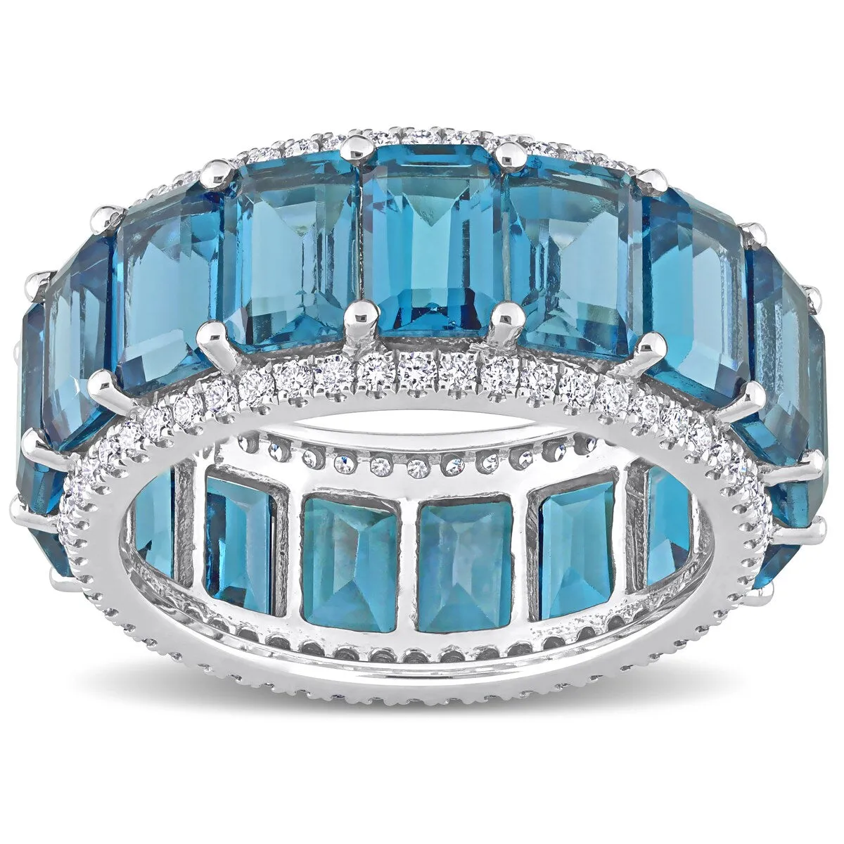 Miadora Octagon-cut London-Blue Topaz & 5/8ct TDW Diamond Full-Eternity Band in 14k White Gold sold by Zulily product image thumbnail 3