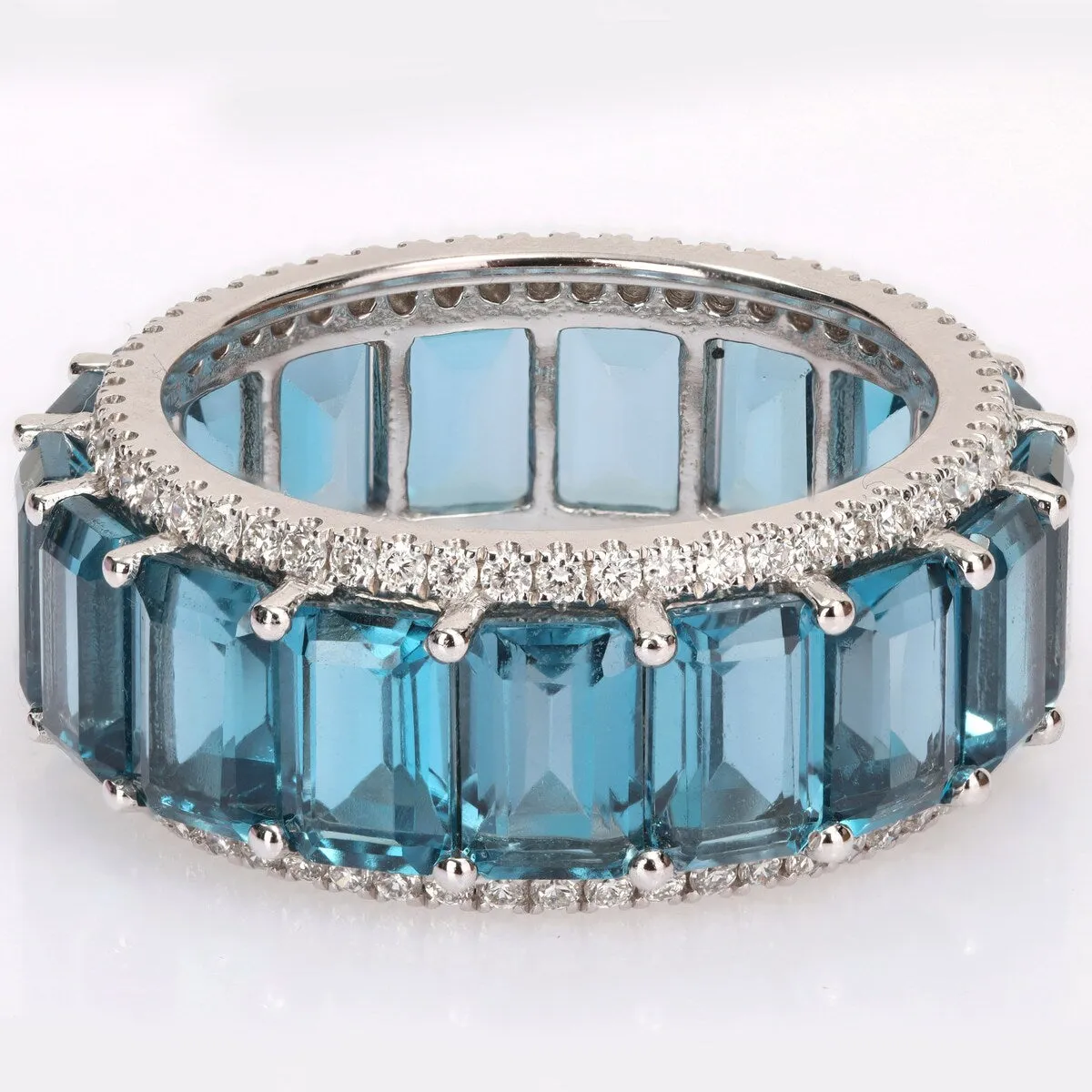 Miadora Octagon-cut London-Blue Topaz & 5/8ct TDW Diamond Full-Eternity Band in 14k White Gold sold by Zulily