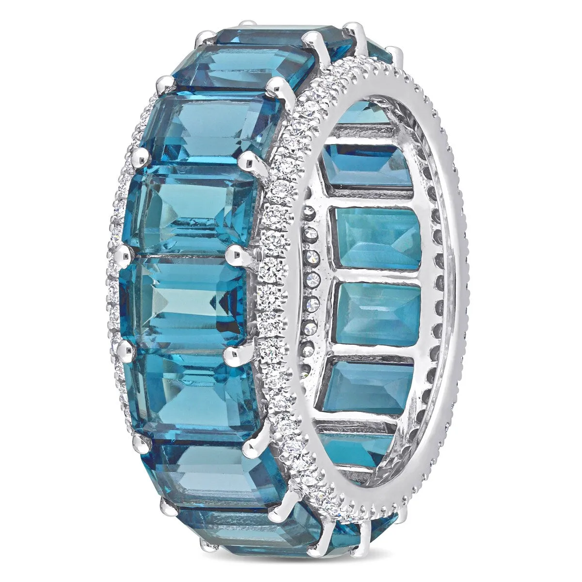 Miadora Octagon-cut London-Blue Topaz & 5/8ct TDW Diamond Full-Eternity Band in 14k White Gold sold by Zulily product image thumbnail 4