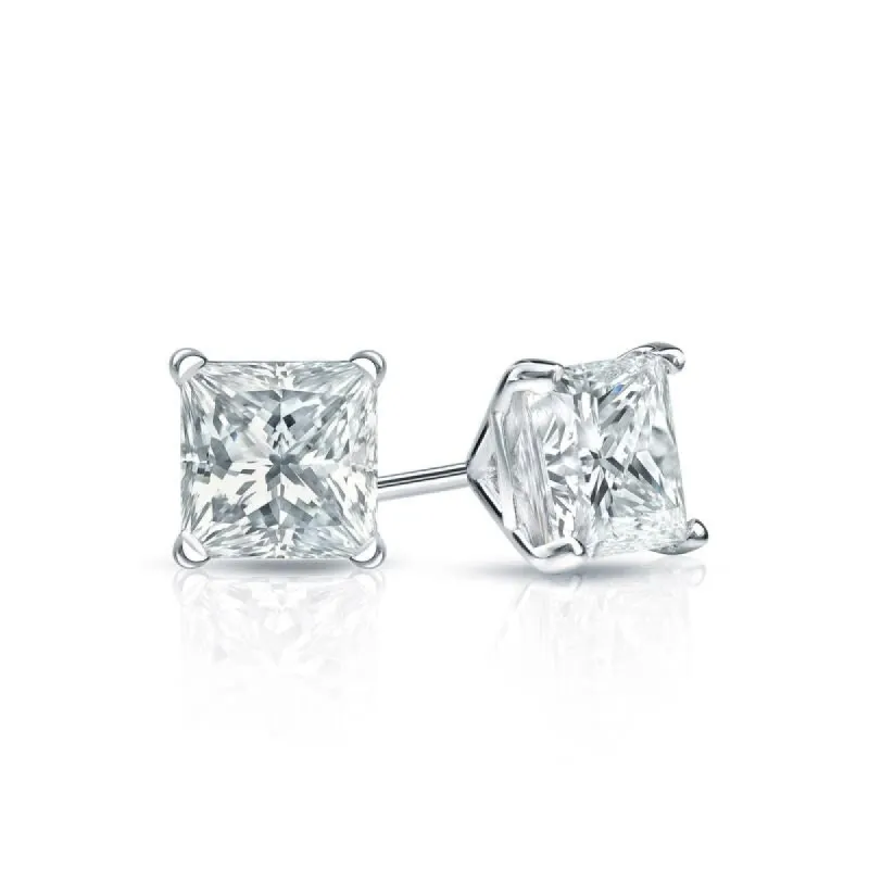 Auriya 18-karat Gold Lab Grown 0.50 carat TDW Princess Diamond Stud Earrings 4-Prong Martini Screw-back sold by Zulily