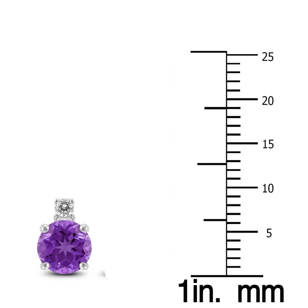 14K White Gold 7MM Round Amethyst and Diamond Earrings sold by Zulily product image thumbnail 2