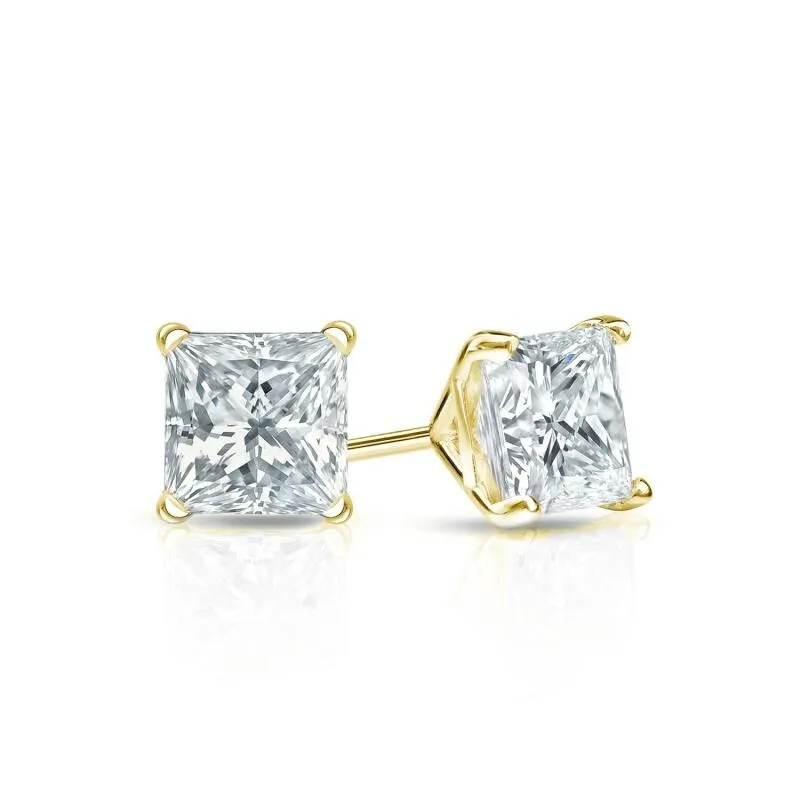 Auriya 18-karat Gold Lab Grown 0.50 carat TDW Princess Diamond Stud Earrings 4-Prong Martini Screw-back sold by Zulily product image thumbnail 3