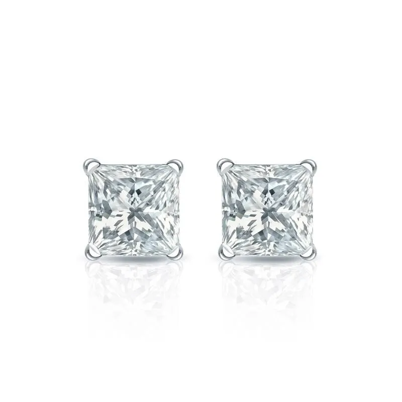 Auriya 18-karat Gold Lab Grown 0.50 carat TDW Princess Diamond Stud Earrings 4-Prong Martini Screw-back sold by Zulily product image thumbnail 2