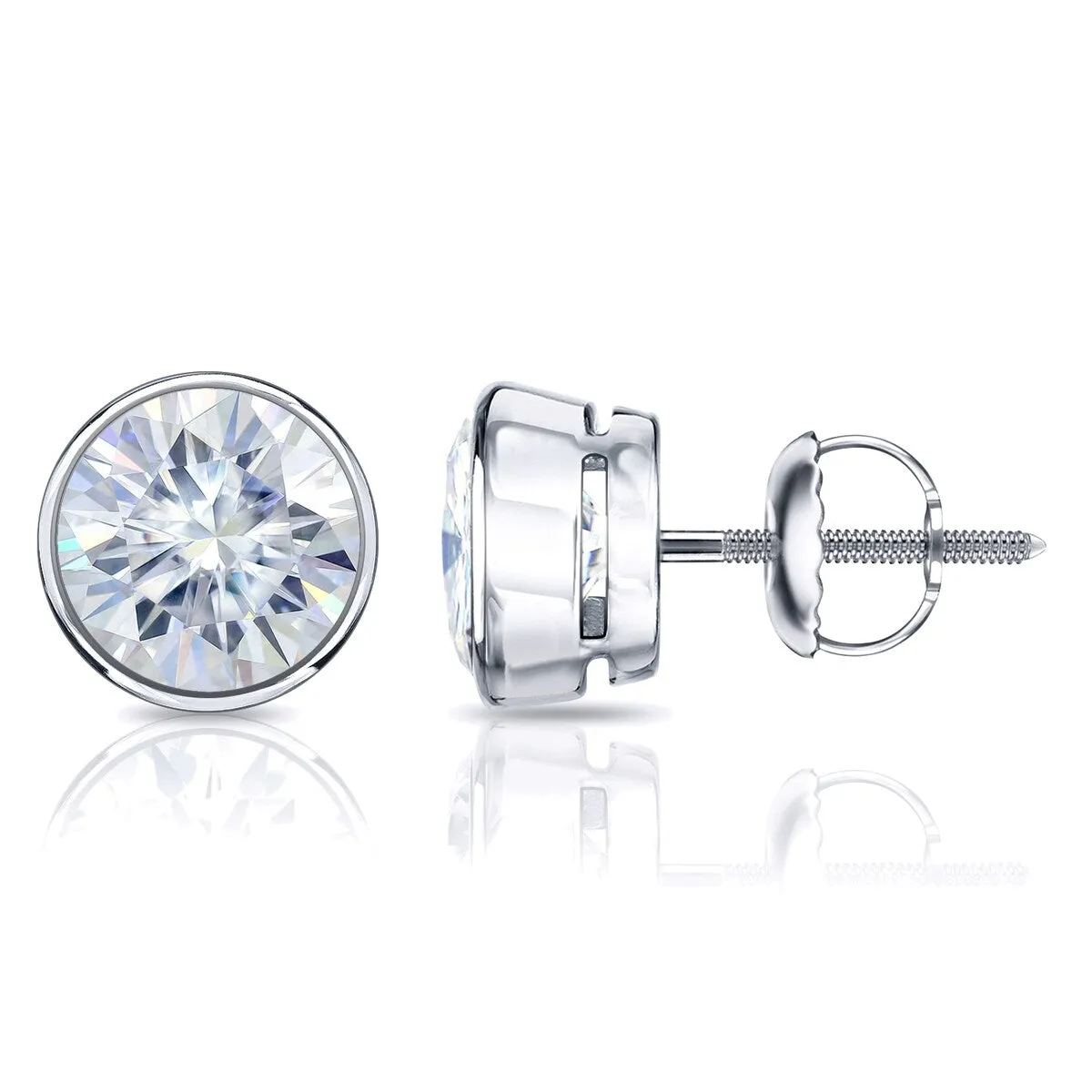 Auriya Platinum 3ctw Bezel-set Round Moissanite Stud Earrings - 7.4 mm sold by Zulily product image thumbnail 3