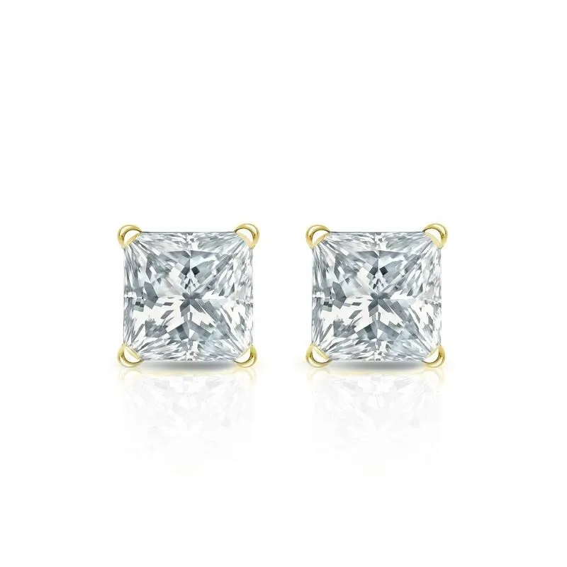 Auriya 18-karat Gold Lab Grown 0.50 carat TDW Princess Diamond Stud Earrings 4-Prong Martini Screw-back sold by Zulily product image thumbnail 4