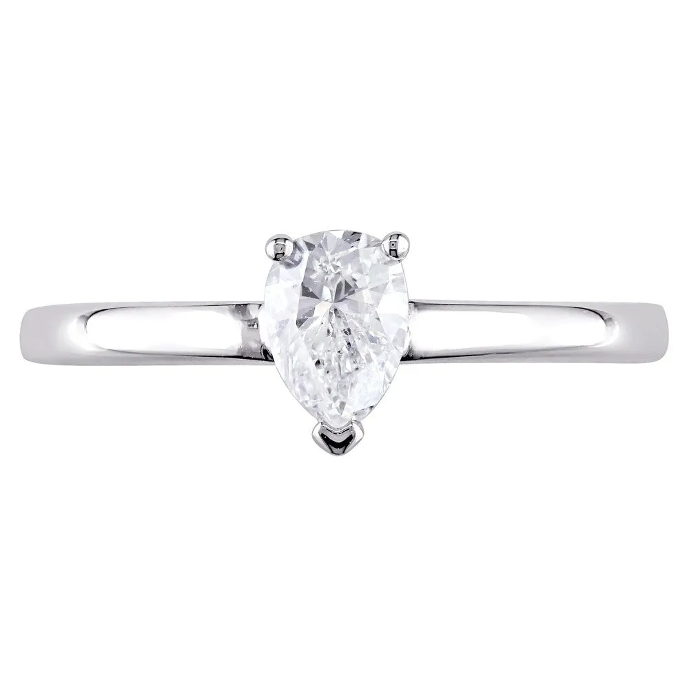 Miadora Signature Collection 14k White Gold 1/2ct TDW Pear-Cut Diamond Solitaire Engagement Ring sold by Zulily product image thumbnail 4