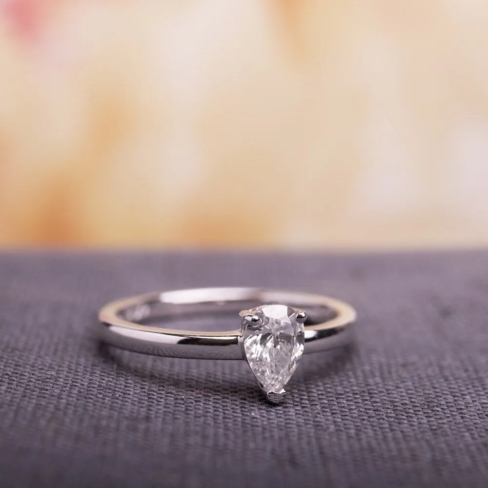 Miadora Signature Collection 14k White Gold 1/2ct TDW Pear-Cut Diamond Solitaire Engagement Ring sold by Zulily