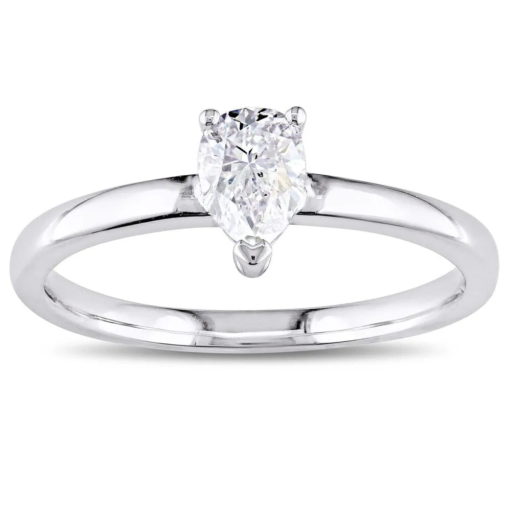 Miadora Signature Collection 14k White Gold 1/2ct TDW Pear-Cut Diamond Solitaire Engagement Ring sold by Zulily product image thumbnail 2