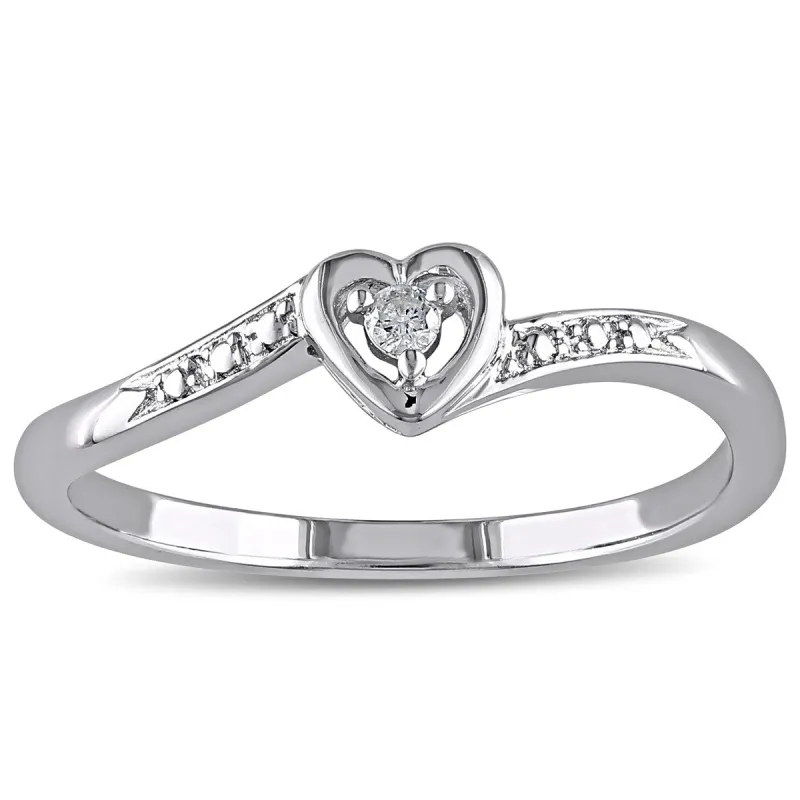 Miadora Sterling Silver Diamond Heart Promise Ring sold by Zulily