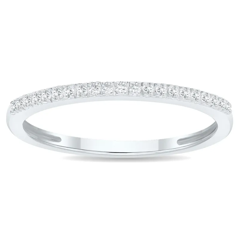 Women's 1/10 Carat TW 1MM Thin Diamond Wedding Band in 10K White Gold sold by Zulily