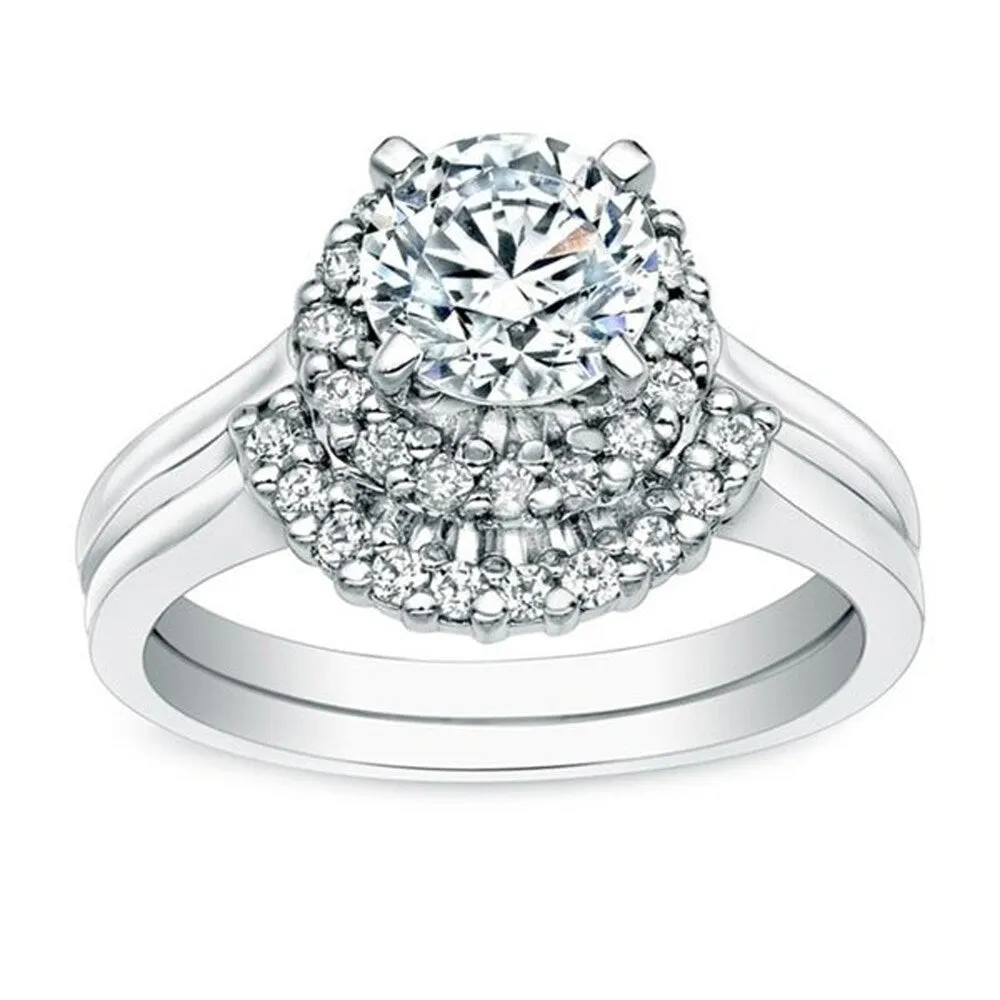 Auriya 14k Gold 1ctw Nested Halo Diamond Engagement Ring Set sold by Zulily