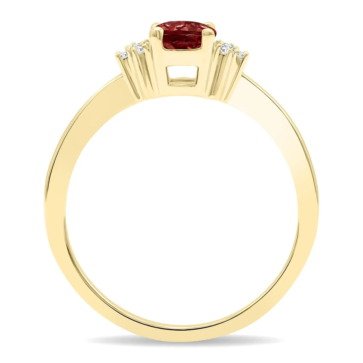 Women's Round Shaped Garnet and Diamond Half Moon Ring in 10K Yellow Gold sold by Zulily product image thumbnail 2