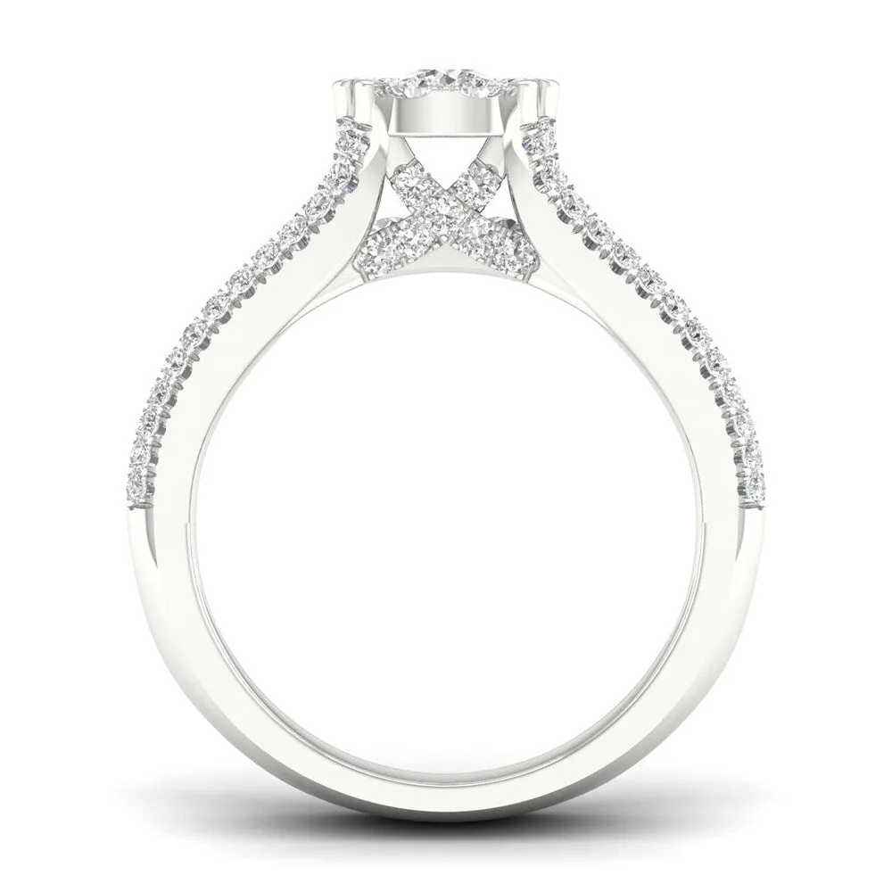 De Couer 14k Gold 1Ct TDW Diamond Cluster Engagement Ring sold by Zulily product image thumbnail 3