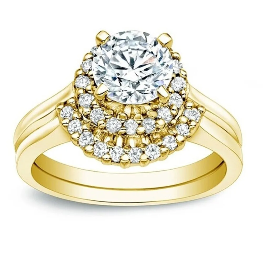 Auriya 14k Gold 1ctw Nested Halo Diamond Engagement Ring Set sold by Zulily product image thumbnail 2