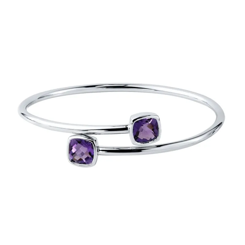 Auriya 4ct Cushion Purple Amethyst Bypass Bangle Bracelet Gold over Silver sold by Zulily