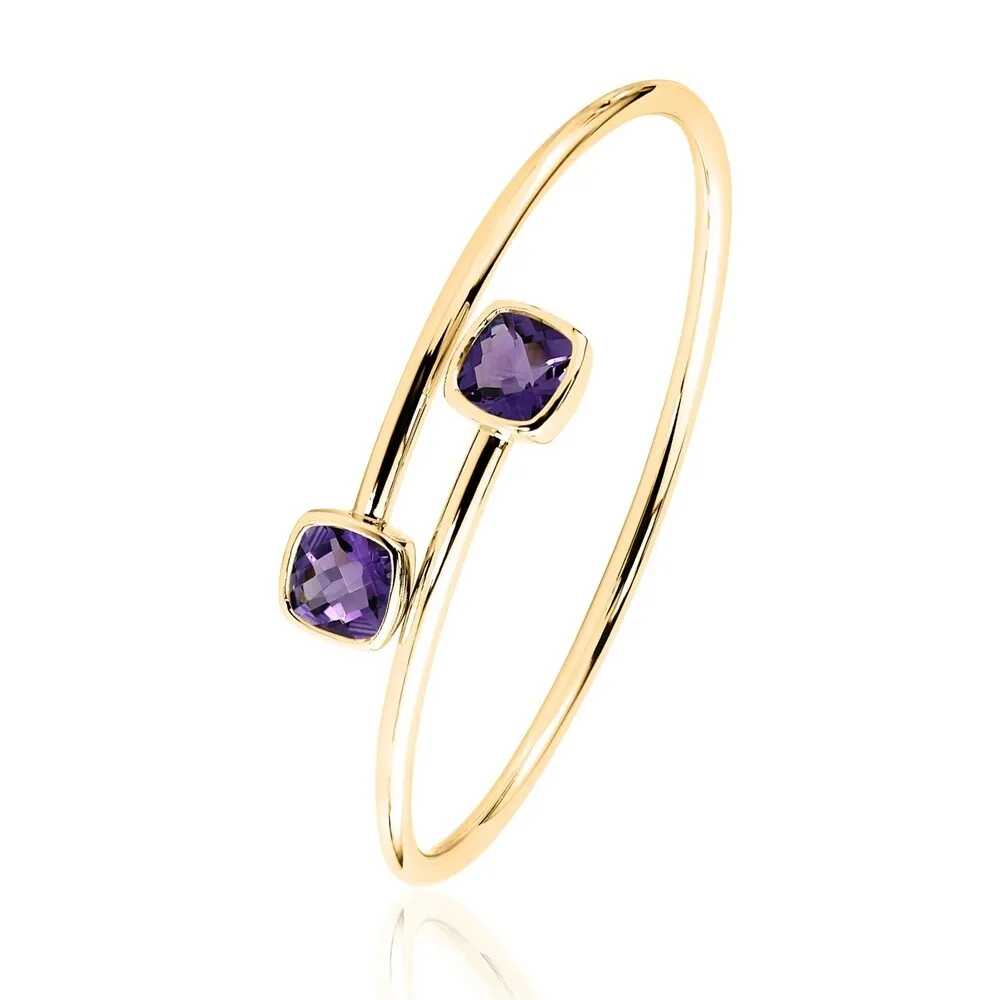 Auriya 4ct Cushion Purple Amethyst Bypass Bangle Bracelet Gold over Silver sold by Zulily product image thumbnail 5