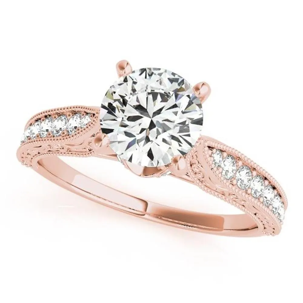Auriya 14k Gold Round 4ct Moissanite and 1/5cttw Vintage Diamond Engagement Ring sold by Zulily product image thumbnail 3