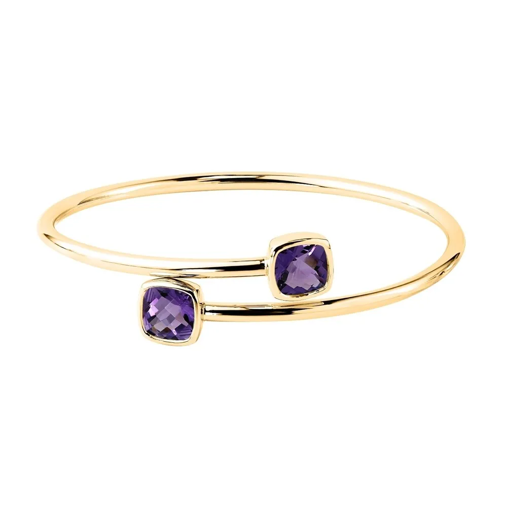 Auriya 4ct Cushion Purple Amethyst Bypass Bangle Bracelet Gold over Silver sold by Zulily product image thumbnail 2
