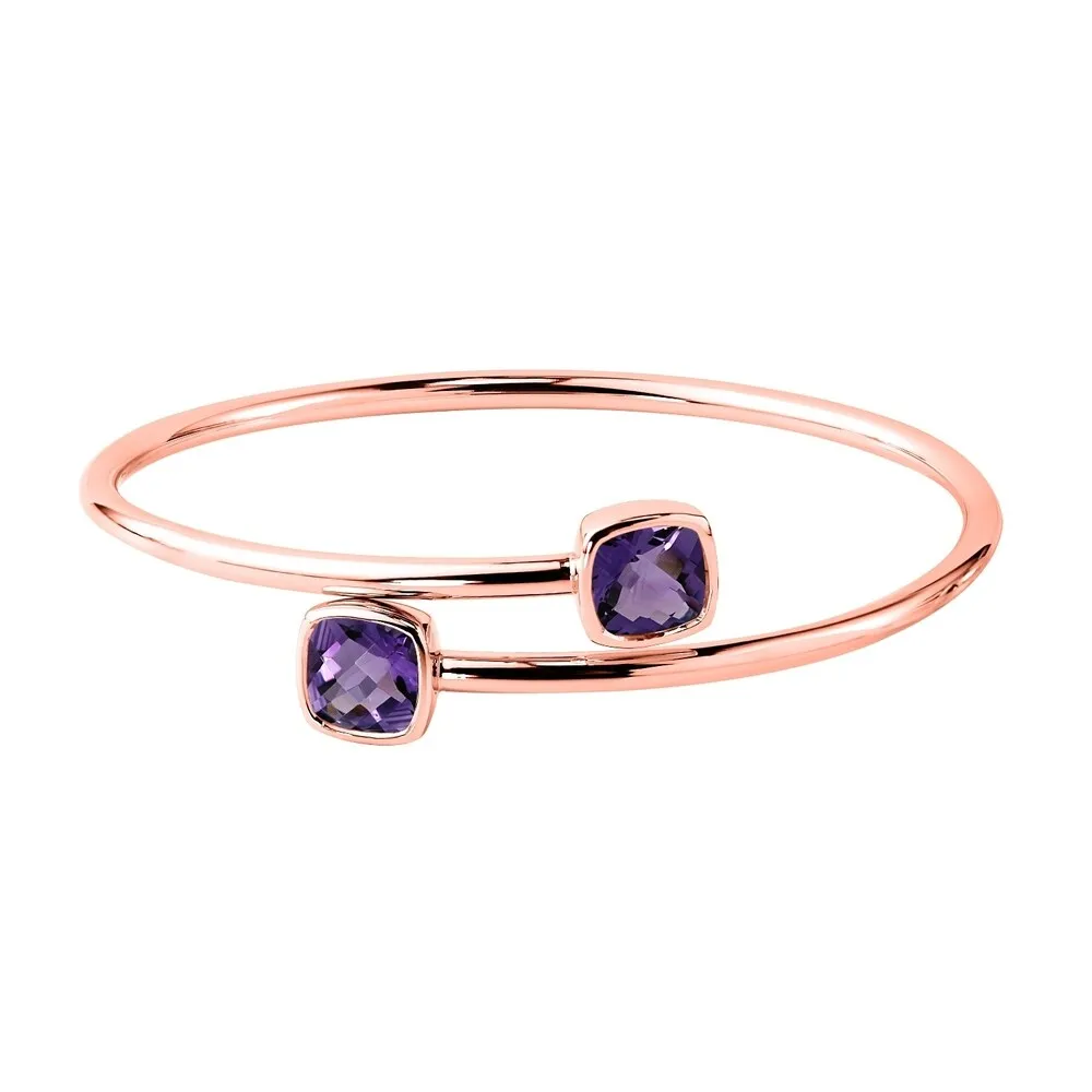 Auriya 4ct Cushion Purple Amethyst Bypass Bangle Bracelet Gold over Silver sold by Zulily product image thumbnail 3