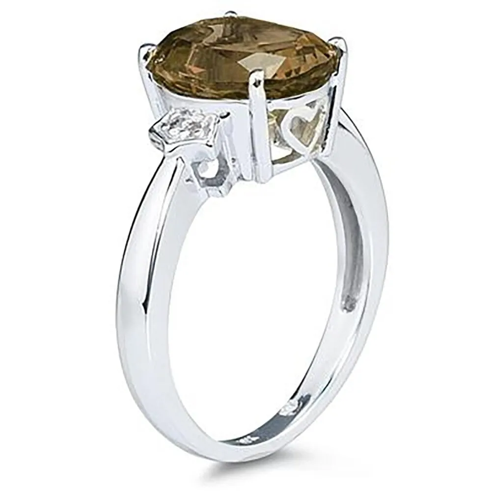 Smokey Quartz & Diamond Ring in 10k White Gold sold by Zulily product image thumbnail 2