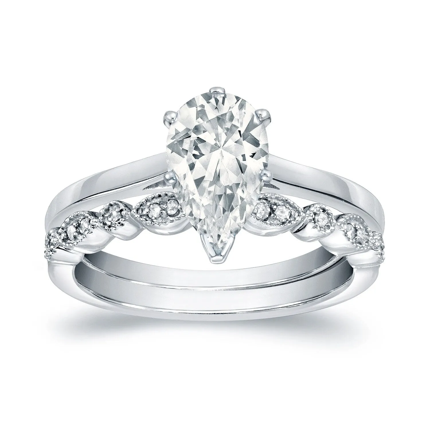 Auriya 14k Gold 1 1/6ctw Vintage Pear Shape Solitaire Diamond Engagement Ring Set sold by Zulily