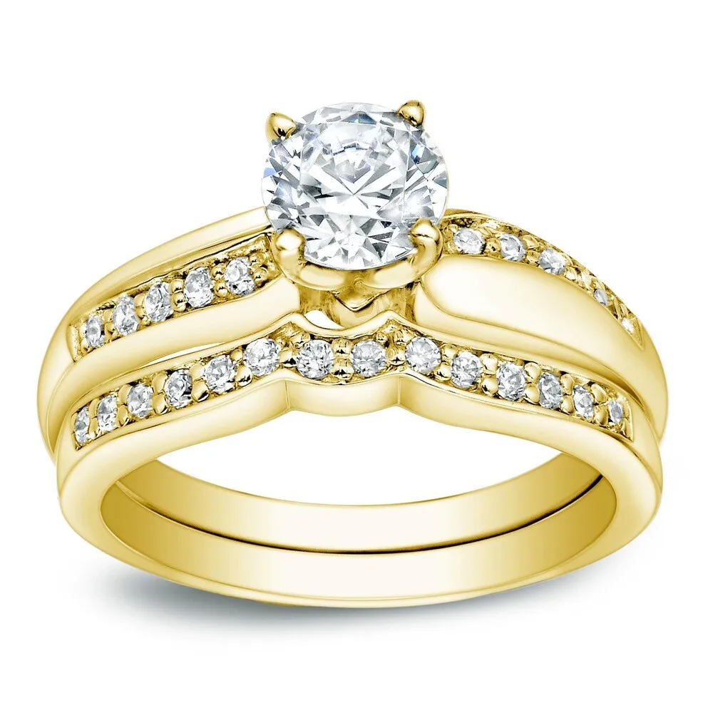 Auriya 14k Gold 1ctw Round Diamond Bridal Ring Set sold by Zulily product image thumbnail 2
