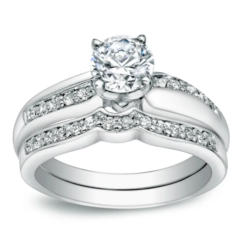 Auriya 14k Gold 1ctw Round Diamond Bridal Ring Set sold by Zulily