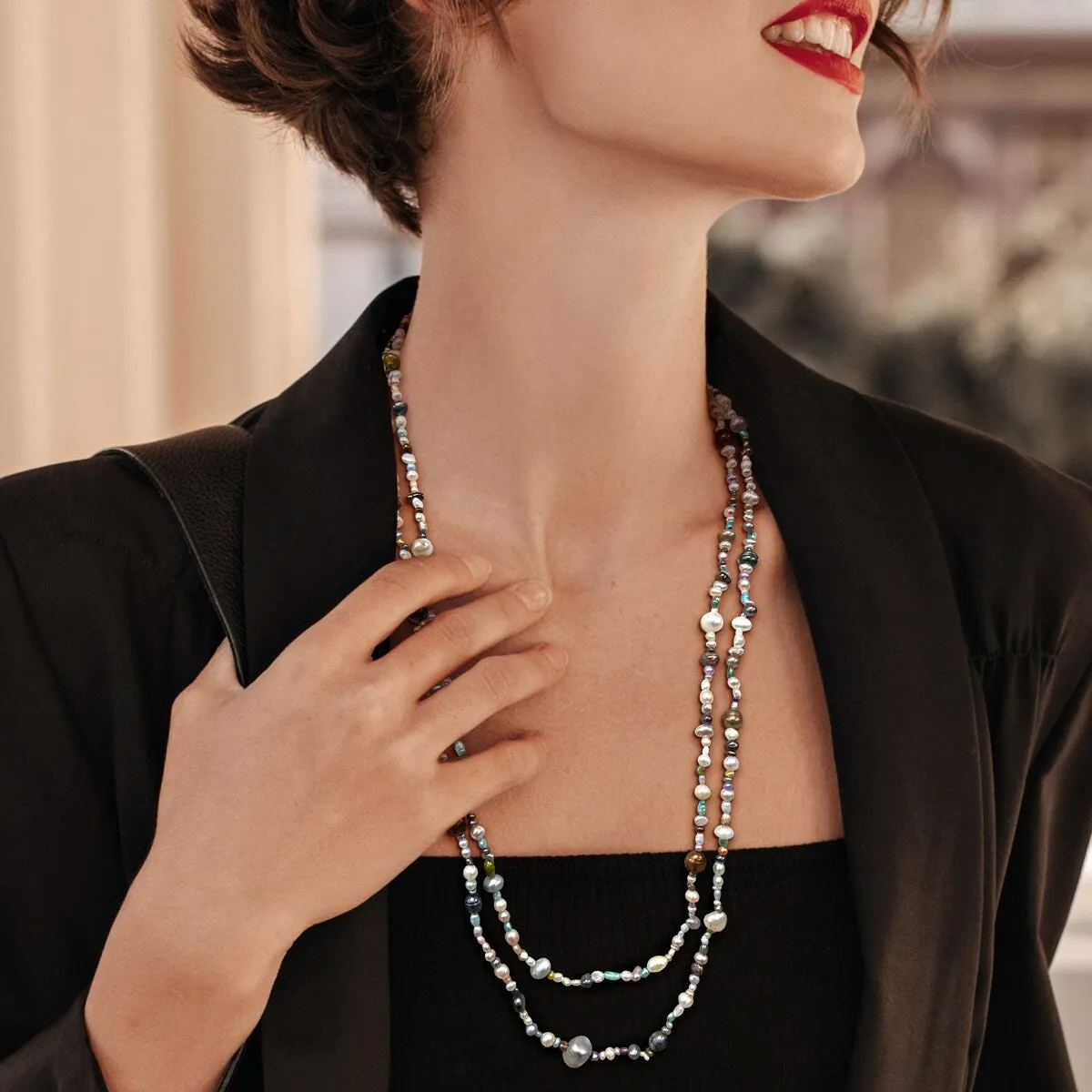 Miadora 4-8mm Multi Color Cultured Freshwater Pearl Multi-Strand Endless Giftable Necklace72 in - 72 in x 8 mm x 8 mm sold by Zulily product image thumbnail 3