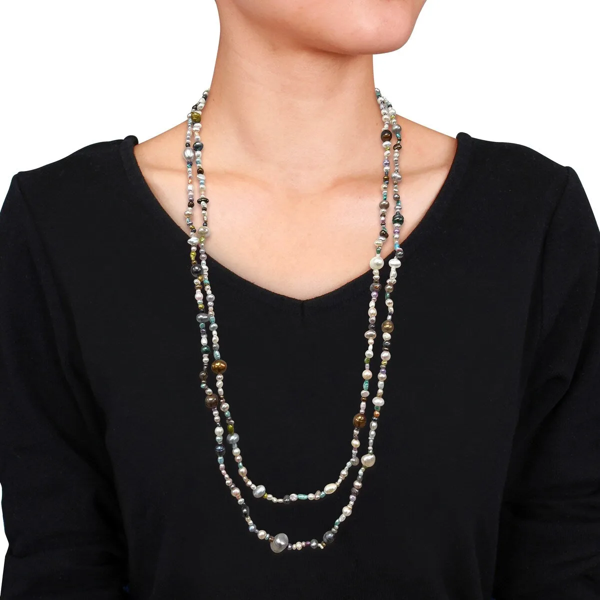 Miadora 4-8mm Multi Color Cultured Freshwater Pearl Multi-Strand Endless Giftable Necklace72 in - 72 in x 8 mm x 8 mm sold by Zulily product image thumbnail 2