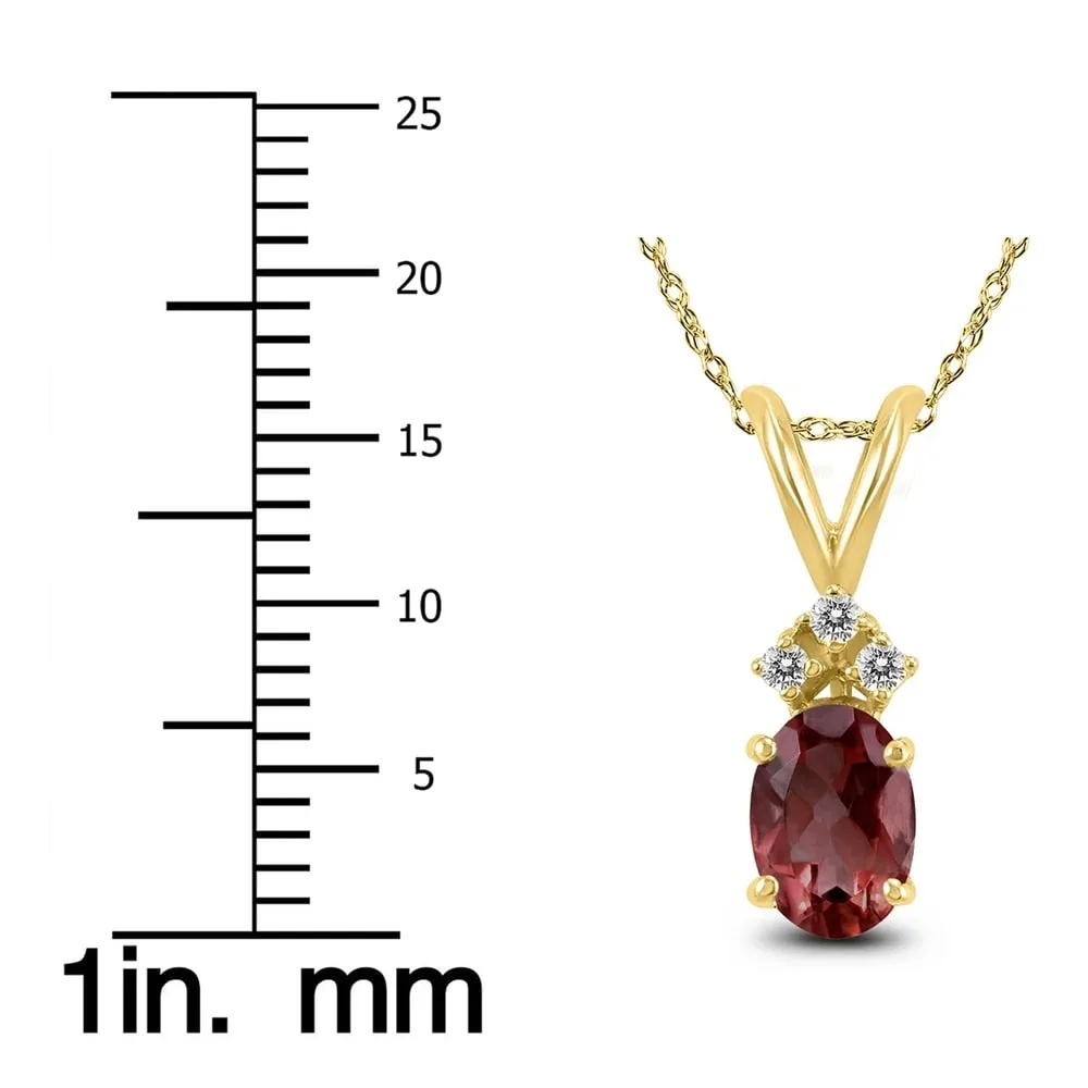 14K Yellow Gold 8x6MM Oval Garnet and Diamond Pendant sold by Zulily product image thumbnail 3