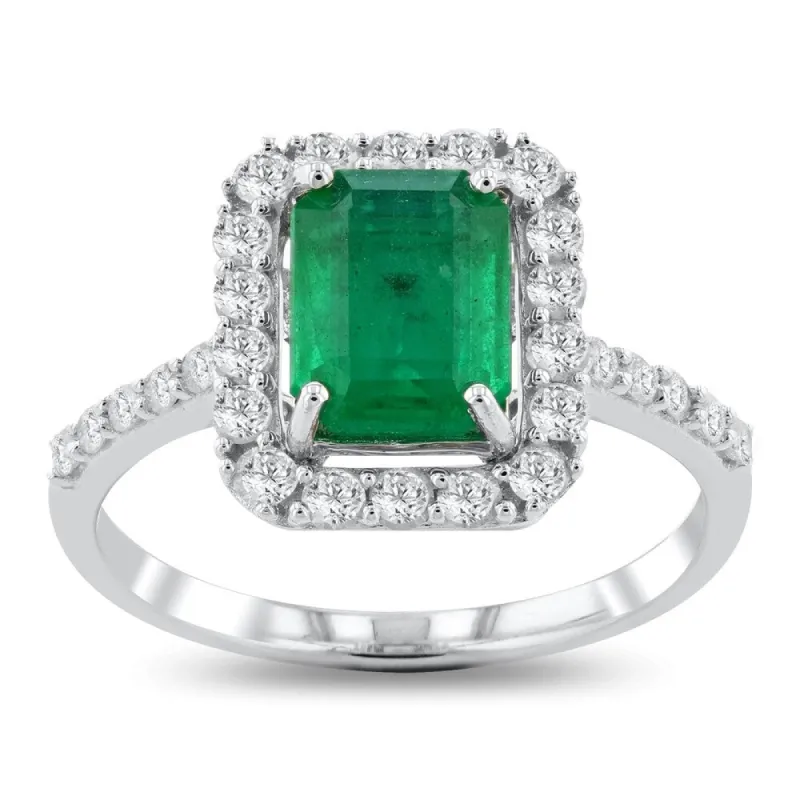 Auriya 14k White Gold 1 1/3ct Emerald and 1/2ct TDW Diamond Ring sold by Zulily