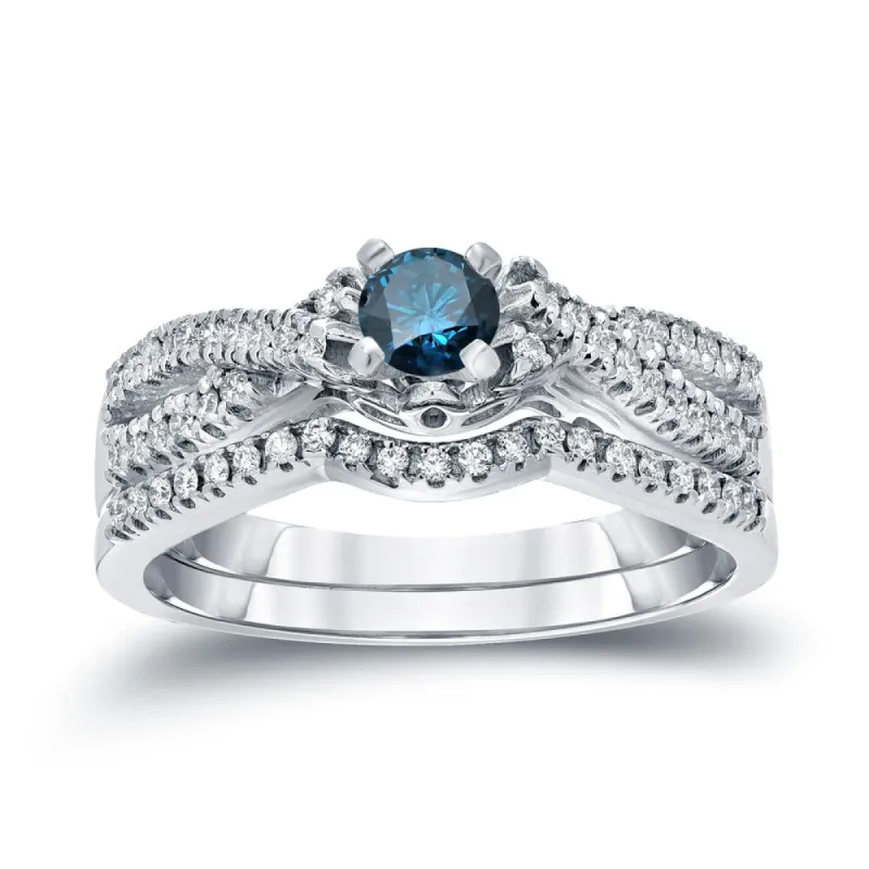 Auriya 1/2ctw Infinity Inspired Blue Diamond Engagement Ring Set 14k Gold sold by Zulily