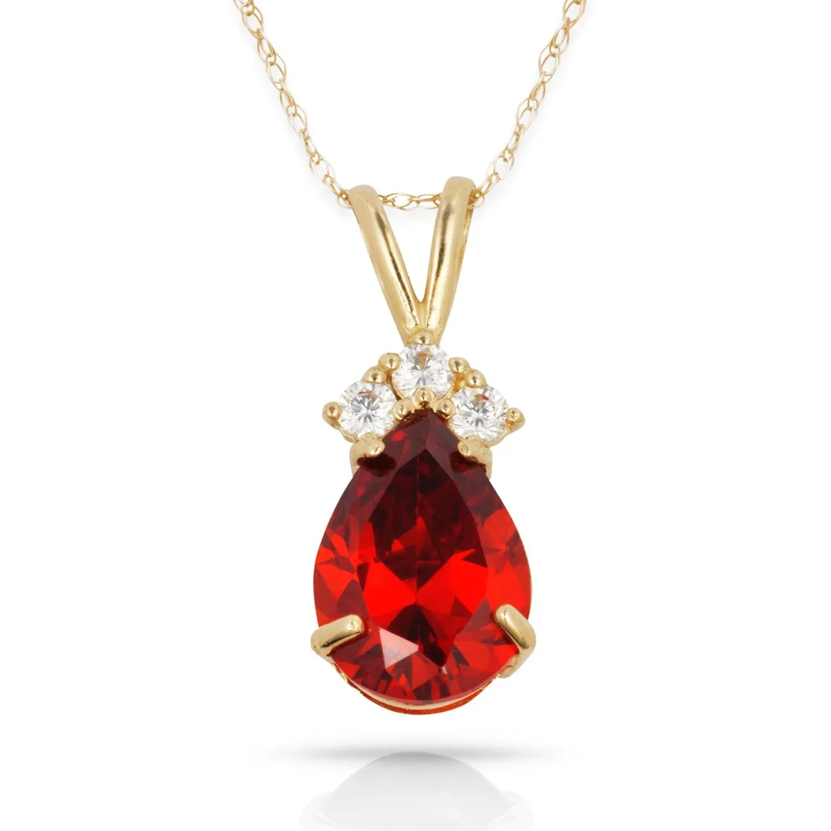 Curata 14k Yellow Gold 18" Birthstone Crown Pear-Shaped Cubic Zirconia Pendant Necklace sold by Zulily