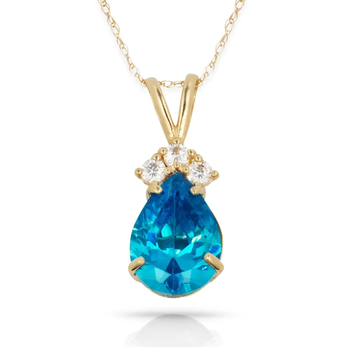 Curata 14k Yellow Gold 18" Birthstone Crown Pear-Shaped Cubic Zirconia Pendant Necklace sold by Zulily product image thumbnail 4