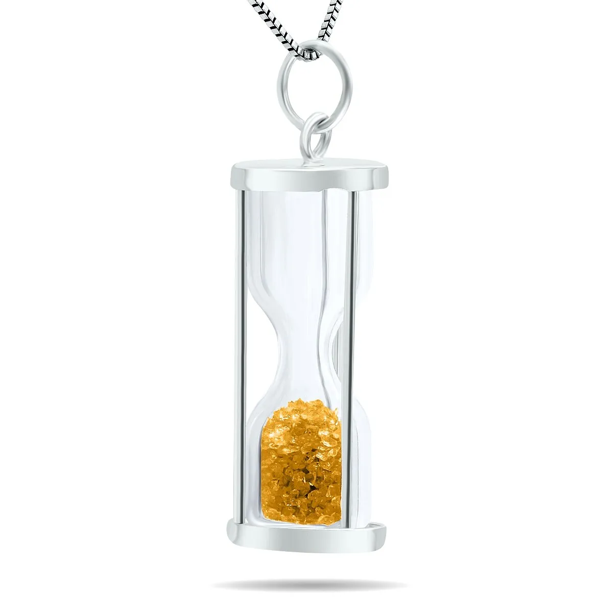 3/4 carat tw genuine November Citrine birthstone Hourglass Pendant Necklace - Tooth Fairy Pixie Dust Gift 925 Sterling Silver sold by Zulily product image thumbnail 2