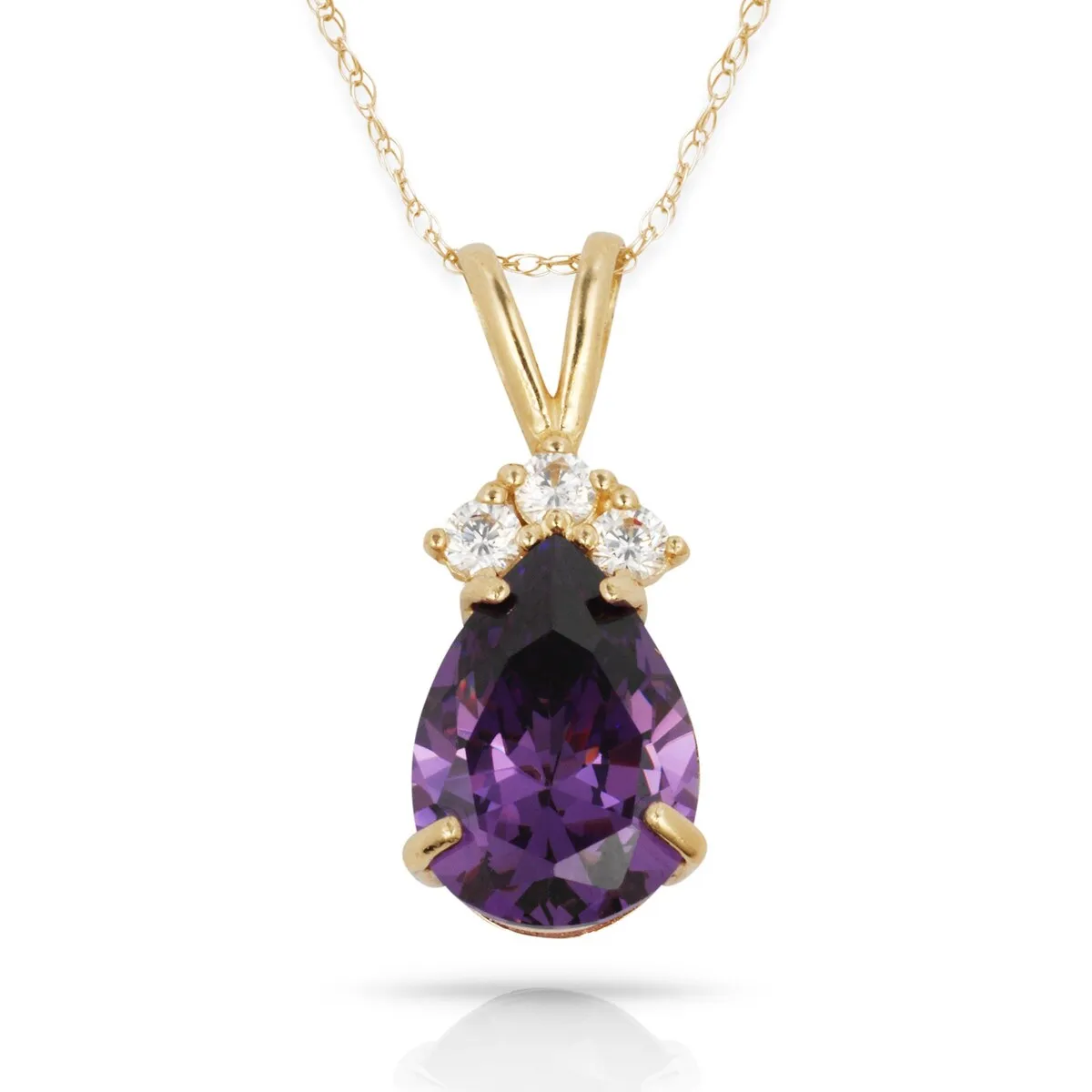 Curata 14k Yellow Gold 18" Birthstone Crown Pear-Shaped Cubic Zirconia Pendant Necklace sold by Zulily product image thumbnail 5