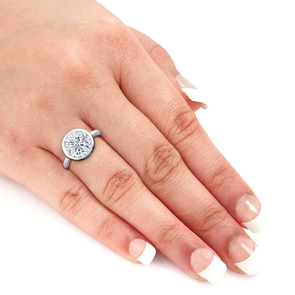 Auriya Platinum 3ctw Bezel Set Solitaire Diamond Engagement Ring GIA Certified sold by Zulily product image thumbnail 2