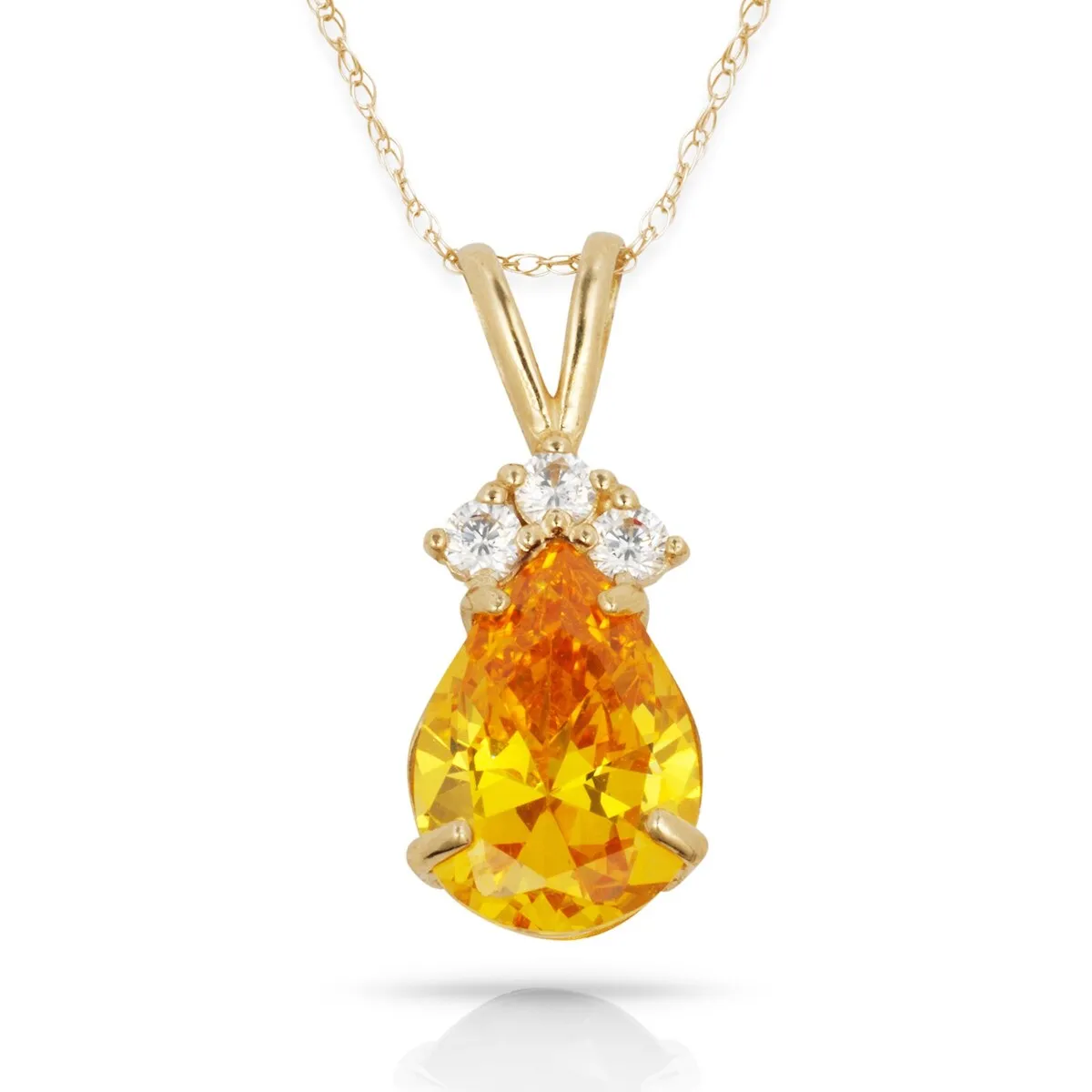 Curata 14k Yellow Gold 18" Birthstone Crown Pear-Shaped Cubic Zirconia Pendant Necklace sold by Zulily product image thumbnail 3