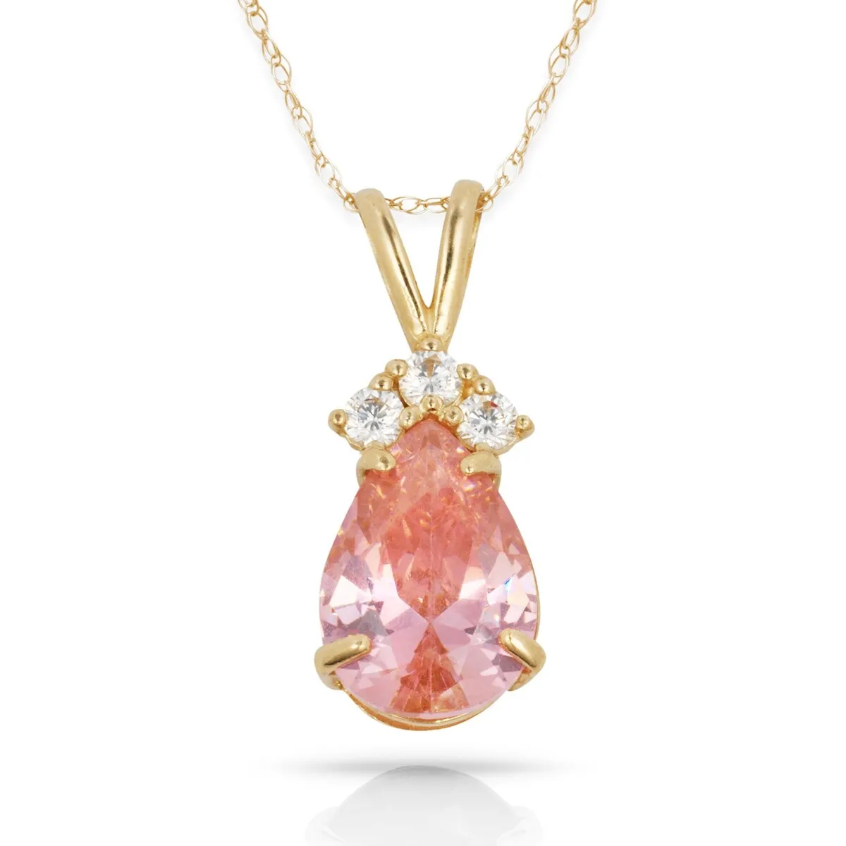Curata 14k Yellow Gold 18" Birthstone Crown Pear-Shaped Cubic Zirconia Pendant Necklace sold by Zulily product image thumbnail 2