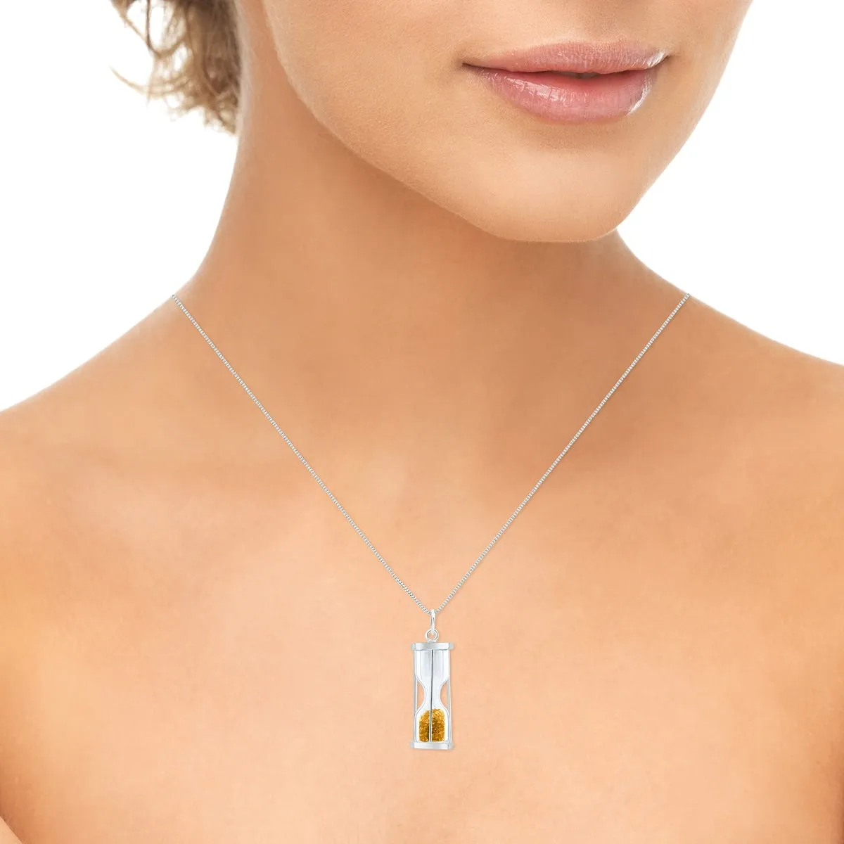 3/4 carat tw genuine November Citrine birthstone Hourglass Pendant Necklace - Tooth Fairy Pixie Dust Gift 925 Sterling Silver sold by Zulily product image thumbnail 5