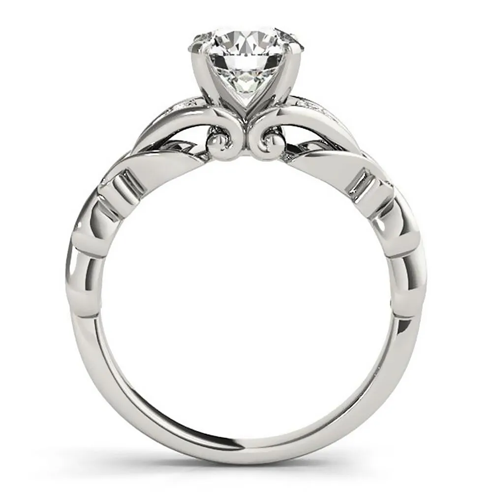 Auriya 14k Gold Carved 3/4ct Moissanite and Diamond Engagement Ring 1/10ctw sold by Zulily product image thumbnail 4