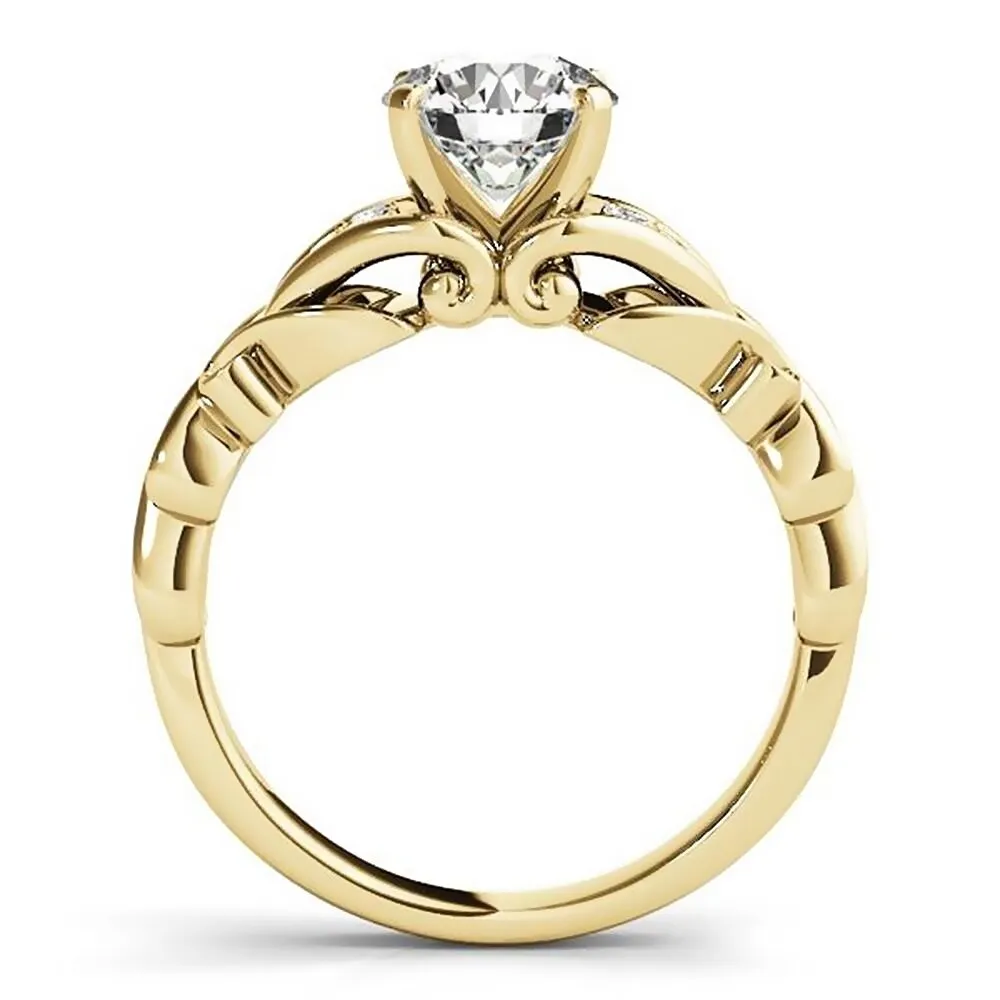 Auriya 14k Gold Carved 3/4ct Moissanite and Diamond Engagement Ring 1/10ctw sold by Zulily product image thumbnail 5