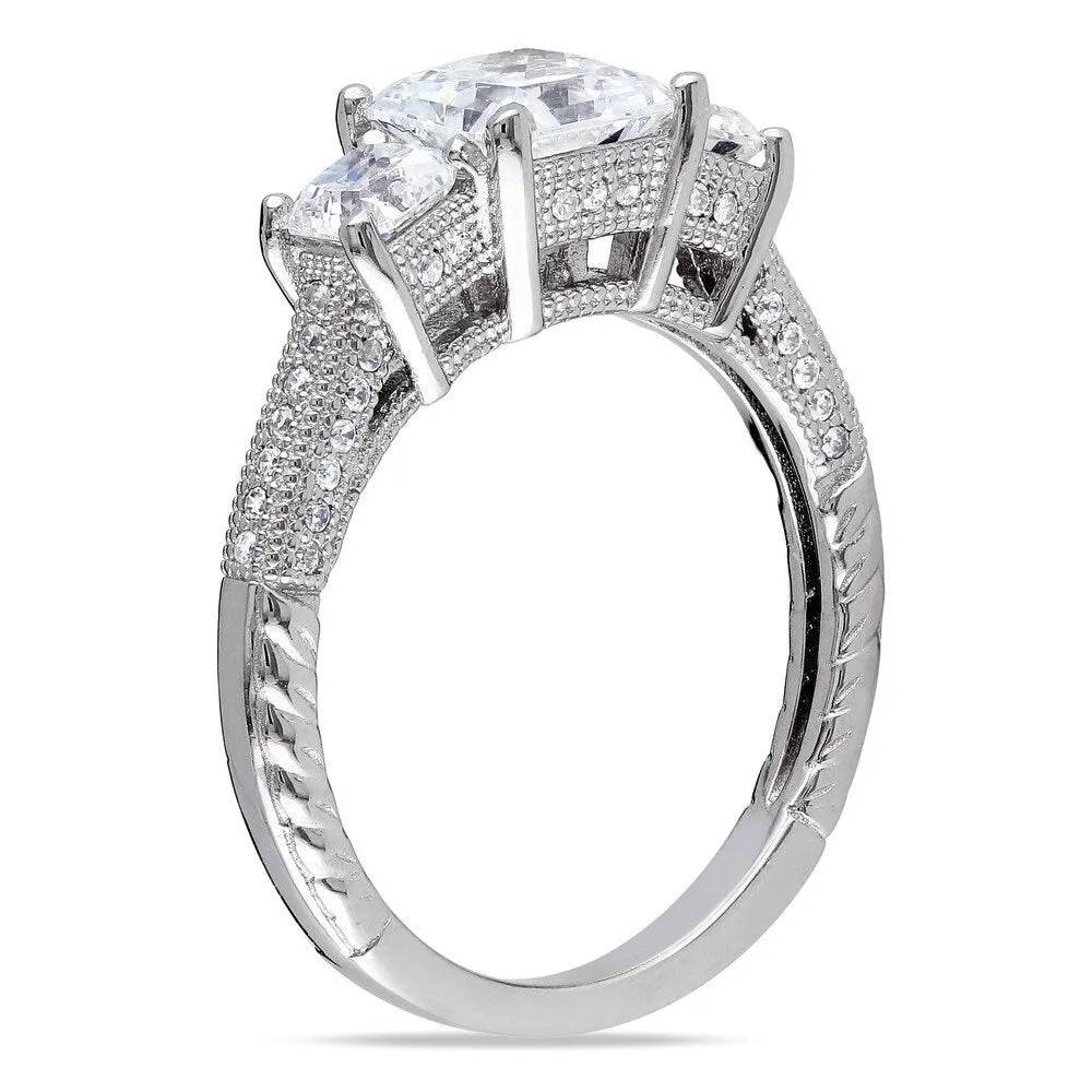 Miadora Sterling Silver White Square Cut Cubic Zirconia Engagement Ring sold by Zulily product image thumbnail 2