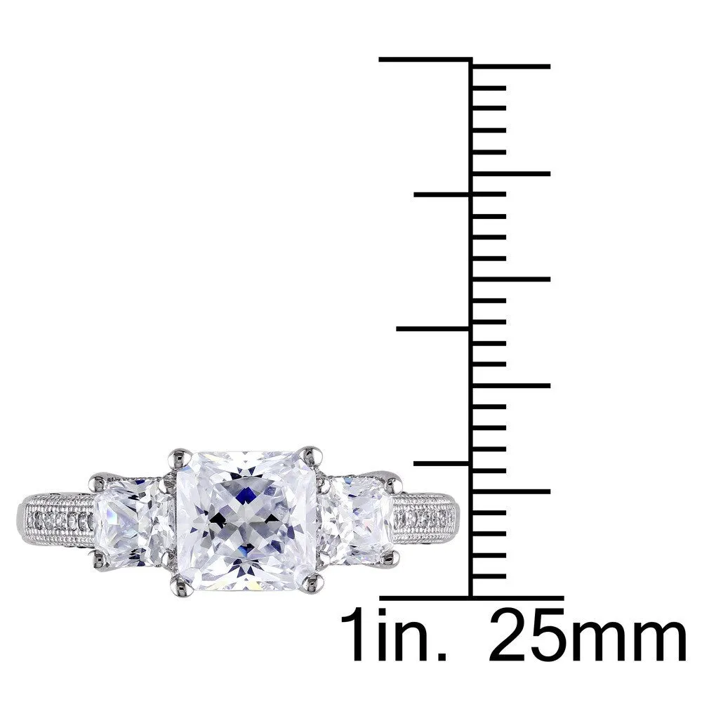 Miadora Sterling Silver White Square Cut Cubic Zirconia Engagement Ring sold by Zulily product image thumbnail 3