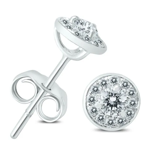 1/3 Carat TW Diamond Halo Earrings in 14K White Gold sold by Zulily